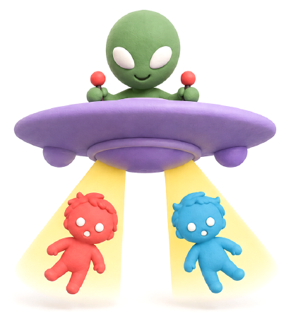 OTSUNAGIを表すUFOと宇宙人のキャラクター
